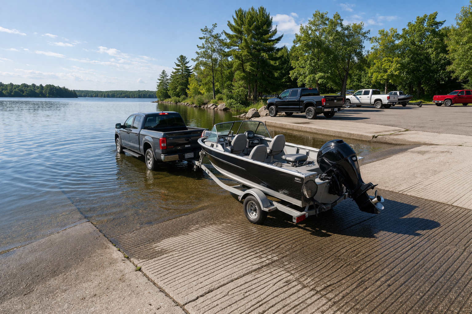 Jones Falls Lockstation boat launch on Rideau Canal in Ontario